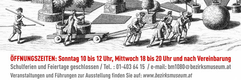 Poster für die Ausstellung „Palais und Gärten der Josefstadt. Als Pracht entstand und Pflanzen wuchsen."