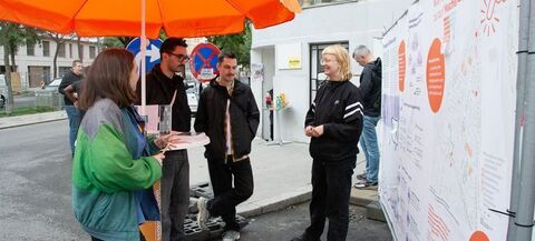 Ideenstation „Klima und Energie“ Ecke Scherzergasse/Nordbahnstraße (© GB*)
